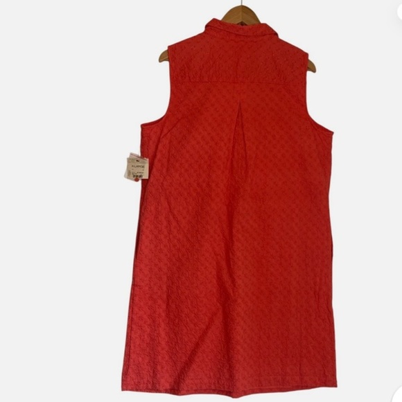 Liz Claiborne Sleeveless Shirt Dress Shift XL Rose Eyelet Cottagecore - Picture 7 of 7